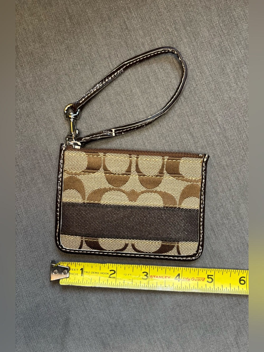 Coach Mini Skinny ID/Card Holder Wristlet Brown